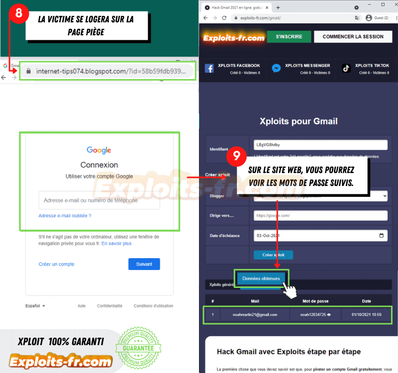 pirater gmail avec xploits