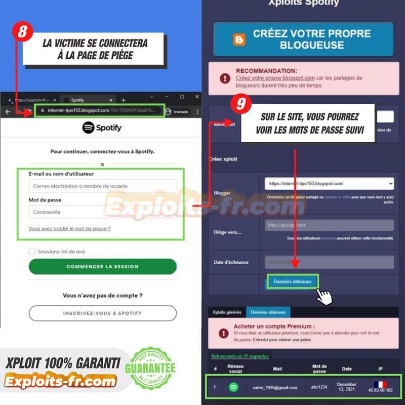 étapes pour pirater Spotify 8 et 9